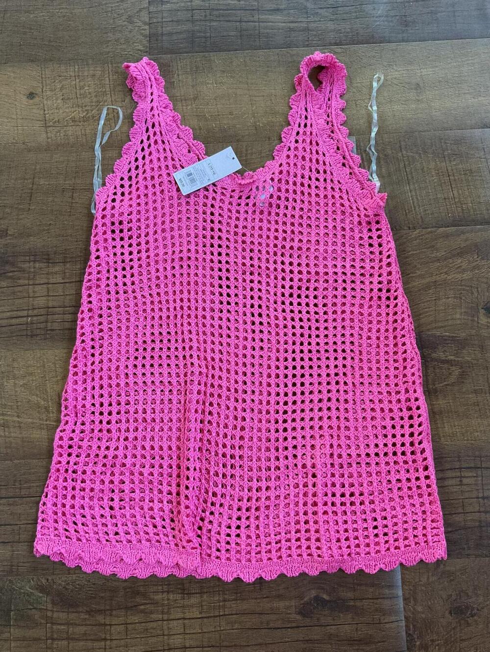 Wild Fable Pink Crochet Swim cover , Size L (12-14